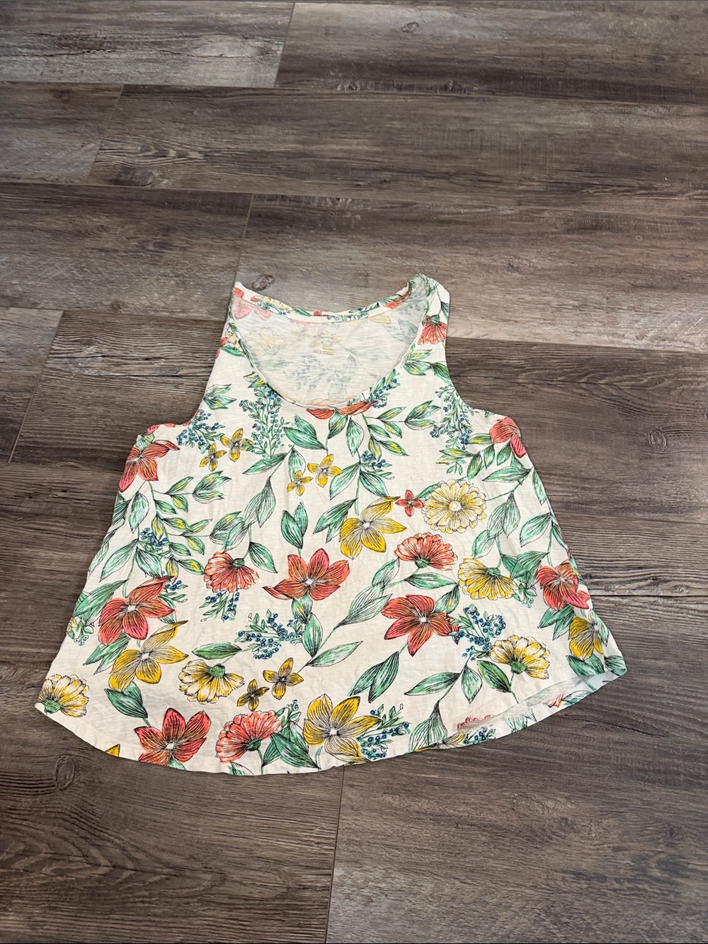A New Day Floral Print Tank Top - White with Multicolor Flowers